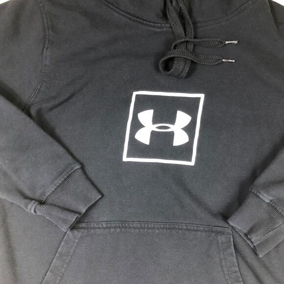 Under Armour Pull Over Hoodie Black with white Logo Size Large - Picture 5 of 5